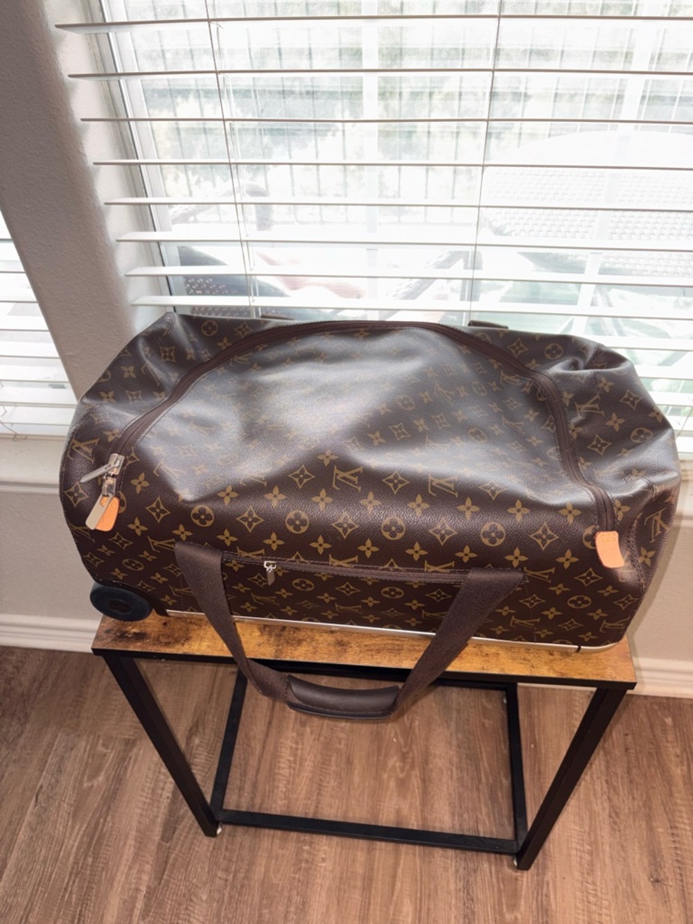 Louis Vuitton Brown Monogram Rolling Travel Bag with Tan Accents